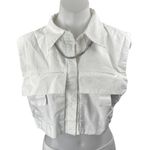 Urban Revivo White Sleeveless Chain Necklace Button Down Crop Shirt Tank Top 6 Photo 0