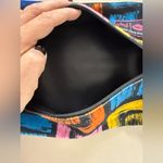 Makeup Junkie, multicolor, vibrant, abstract, make up bag, leather tassel pull Blue Photo 3