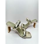 Open Edit Open‎ Edit Sandals Womens Size 6.5 Gold Braided Double Strap Slip On Heels Photo 3