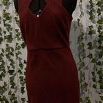 She & Sky Deep Burgundy Bodycon Pencil Dress With A Caged Neckline Photo 3