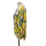 Anthropologie ‎ Elma Kimono Top Open Front Rose Floral Print Yellow One Size Photo 5
