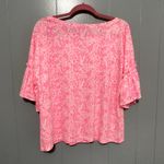 Lilly Pulitzer Pink Shandy Invest A Gator Ziva Bell Sleeve Preppy Relaxed Top XL Photo 4