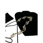 Golden leaves golden tone and rhinestone necklace Gold Photo 6