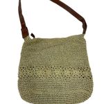 Crochet Lace Purse with Leather Strap Green Photo 1