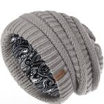 Grey and Black Satin Lined Beanie Gray Photo 0