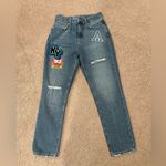 No Boundaries  Y2k Patch Distressed Denim Mom Jeans Photo 1