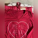Pajama set Red Heart lounge pant and long sleeve vneck top Valentines Day LG Photo 2