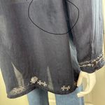 Johnny Was  Navy Blue Tunic/Top Boho Blouse, Sz S, Embroidered, Cupra Rayon. Photo 9