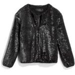 VERO MODA Starlight Jacket Black Sequin Teddy Bomber Photo 1