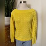 Ralph Lauren Vintage Lauren ‎ Yellow Cable Knit Sweater Preppy Boat Neck Knit Photo 1