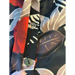 Floral Career Blouse Size S Bora Bora Long Sleeve Pointed Vest Like Hem Coquette Black Photo 5