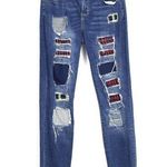 Cello Jeans  Plaid Patch Distressed Jean Size 9 Photo 0
