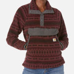 Carhartt  Relaxed Fit Fleece‎ Pullover Size M Port Maroon Southwestern New Photo 0