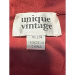 Unique Vintage  Burgundy Satin Western Style Tie Front Blouse Shirt XL Photo 9