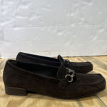 Stuart Weitzman  Jeweled Loafer Women's 8.5M Suede Brown Block Heel Career Preppy Photo 0