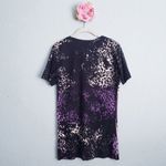 Sinful  Black and Purple Leopard Print Rhinestone V-neck Tee Photo 5