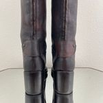 Patricia Nash Dark Brown Red Leather Loretta Tall Knee High Riding Heeled Boots Photo 7
