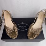 Prada Vintage  Heels Gold Slingback Size EUR 37 US 7 with Box & Shoe Bags Photo 4