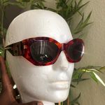 2000s Burgundy brown black cheetah animal print retro sunglasses gold accents Photo 2