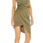Elliatt Camo Asymmetric Satin Cocktail Dress Khaki Womens Size S Photo 1
