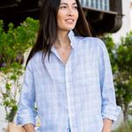 Frank & Eileen Linen Button Down Size Small Blue Photo 0