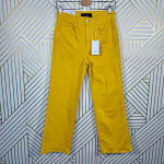 3x1 W4 Shelter Jeans Pants Wide-Leg Crop Vintage Overdyed Denim Yellow Size 23 Photo 2