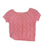POL  Knit Crop Top Short Sleeve Open Stitch Pink Summer Casual Size M Photo 1