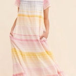 Anthropologie Merida Striped Tiered Colorful Fun Sun Maxi Dress Small soft one Photo 0