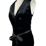 Lulus New  Posh Flair Black Velvet Satin Collared Surplice Jumpsuit Size Medium Photo 9