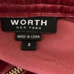Worth New York Womens Size Small Red Zip Up Moto Jacket Faux Velvet Long Sleeve Photo 3