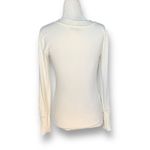 Loft  Shirt Cream Ribbed Vneck Button Detail Long Sleeve Retro Top Size Small Photo 4