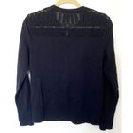 Eddie Bauer  Black Crochet Eyelet Knit Crew Neck Long Sleeve Cardigan Sweater S Photo 1