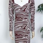 ASTR  Bodycon Knit Mini Dress in Wine & White Photo 0