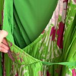 ASOS  Design Wrap Maxi Dress Balloon Sleeves with Green Florals, Green/Pink, 6 Photo 7