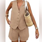 PRETTYGARDEN Women's Tan Vest and Shorts Set Photo 0
