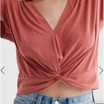 Lucky Brand  Sandwash Twist-Front V-Neck Top Tandori Spice Women’s Size M NWT Photo 1