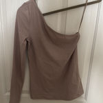 One Shoulder Long Sleeve Top Tan Photo 0