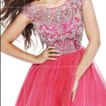 Sherri Hill Bright Pink Beaded Sequin Tulle Mini Skirt Pageant Prom Dress 2 Photo 0