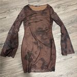 SheIn  Brown & Black Tie Dye Mesh Dress 6 NWOT Photo 0