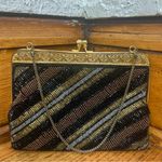 VTG Tricolored Black Bronze Gold Beaded Elegant Evening Clutch Bag Photo 3