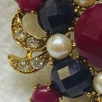 Rounded Swirl Statement Brooch Pin Vintage Faceted Stones Faux Pearl Rhinestones Photo 14