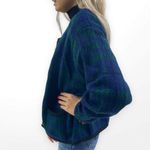 90s TALLY HO Green and Blue Plaid Gold Button Accent Button Up Cardigan Size L Photo 3