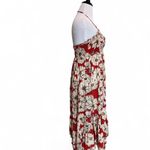 Free People  intimately red and cream Floral halter tiered maxi dress sz S Photo 3