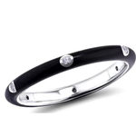 Boutique NEW Women's Pave’ Diamond Black Enamel S925 Stacking Ring Size‎ 9 Photo 13