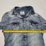 Ymi Y2K Women's acid wash denim button-down shirt pearl snaps blue size large Photo 7