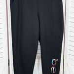 Bebe Sport Rainbow Sequin Logo Fleece Jogger Pants Black Small Photo 0