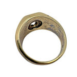 14KT HGE Gold Electroplate Art Deco Ring w Large CZ Stone Sz 10 Textured Vintage Photo 6