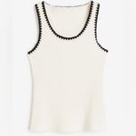H&M crochet ribbed tank top cream scoop neck embroidered sleeveless beige Photo 5