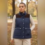 Vineyard Vines Dark Blue Quilted Vest with Dark Brown Details Photo 2