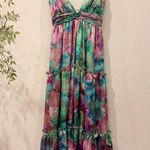 Liv Foster Printed Jacquard Tiered Gown Purple Multi Size 6 NWT Vacation Ready Photo 0